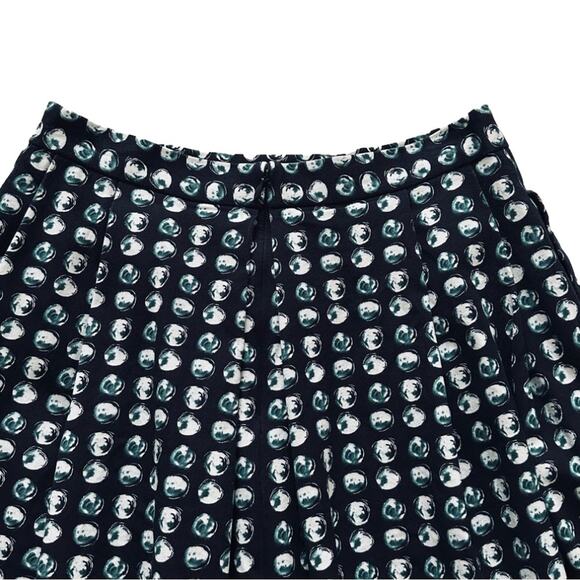 Banana Republic Skirt Navy Blue Green White Circle Print Pleated Pockets Size 6 - Picture 6 of 12